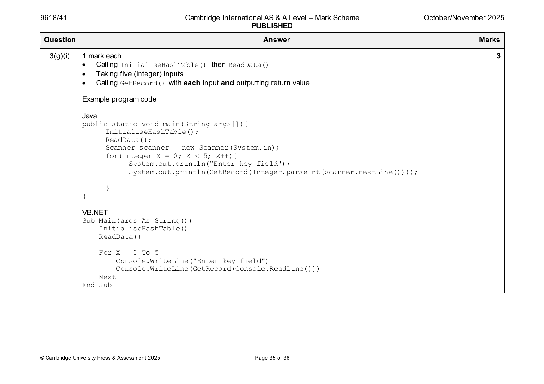 9618-2025-on-41-q03 official mark scheme page