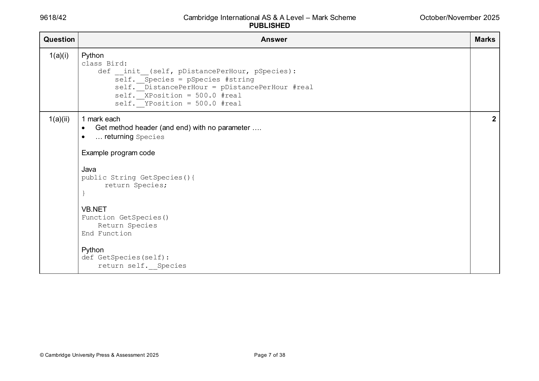 9618-2025-on-42-q01 official mark scheme page