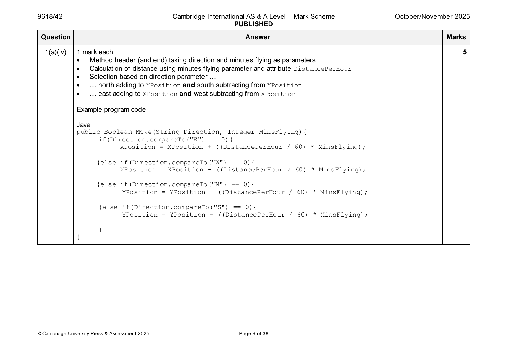 9618-2025-on-42-q01 official mark scheme page