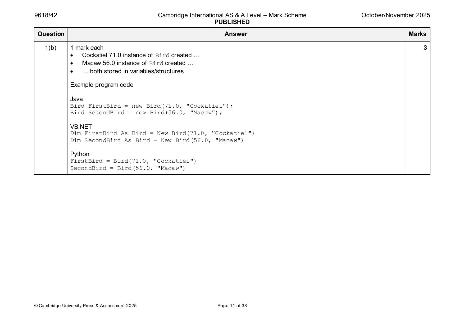 9618-2025-on-42-q01 official mark scheme page