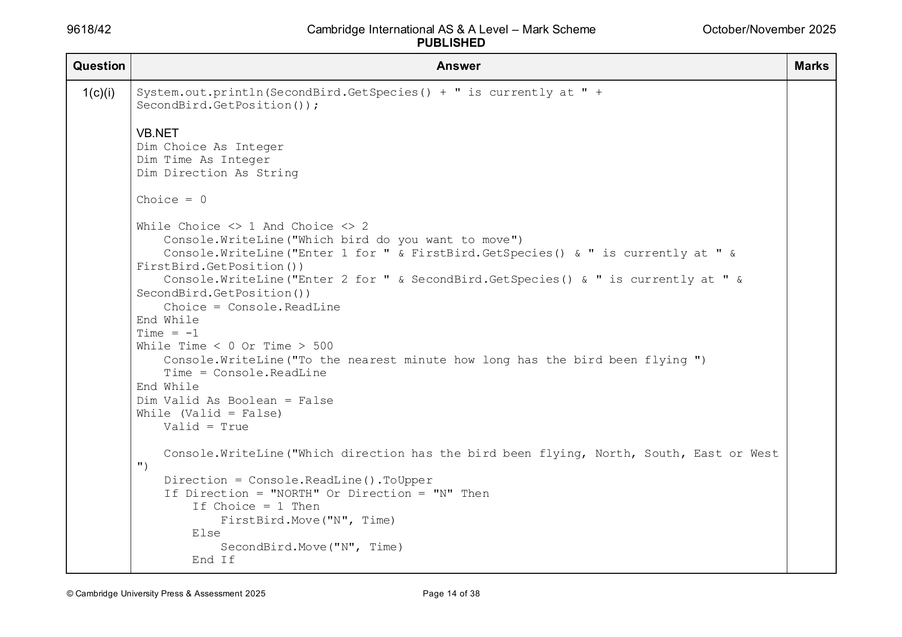 9618-2025-on-42-q01 official mark scheme page