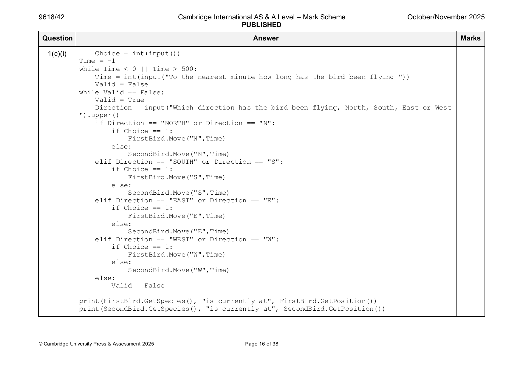 9618-2025-on-42-q01 official mark scheme page