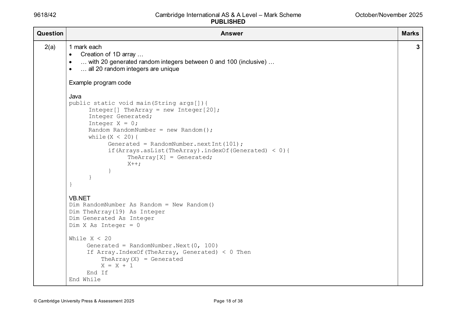 9618-2025-on-42-q02 official mark scheme page