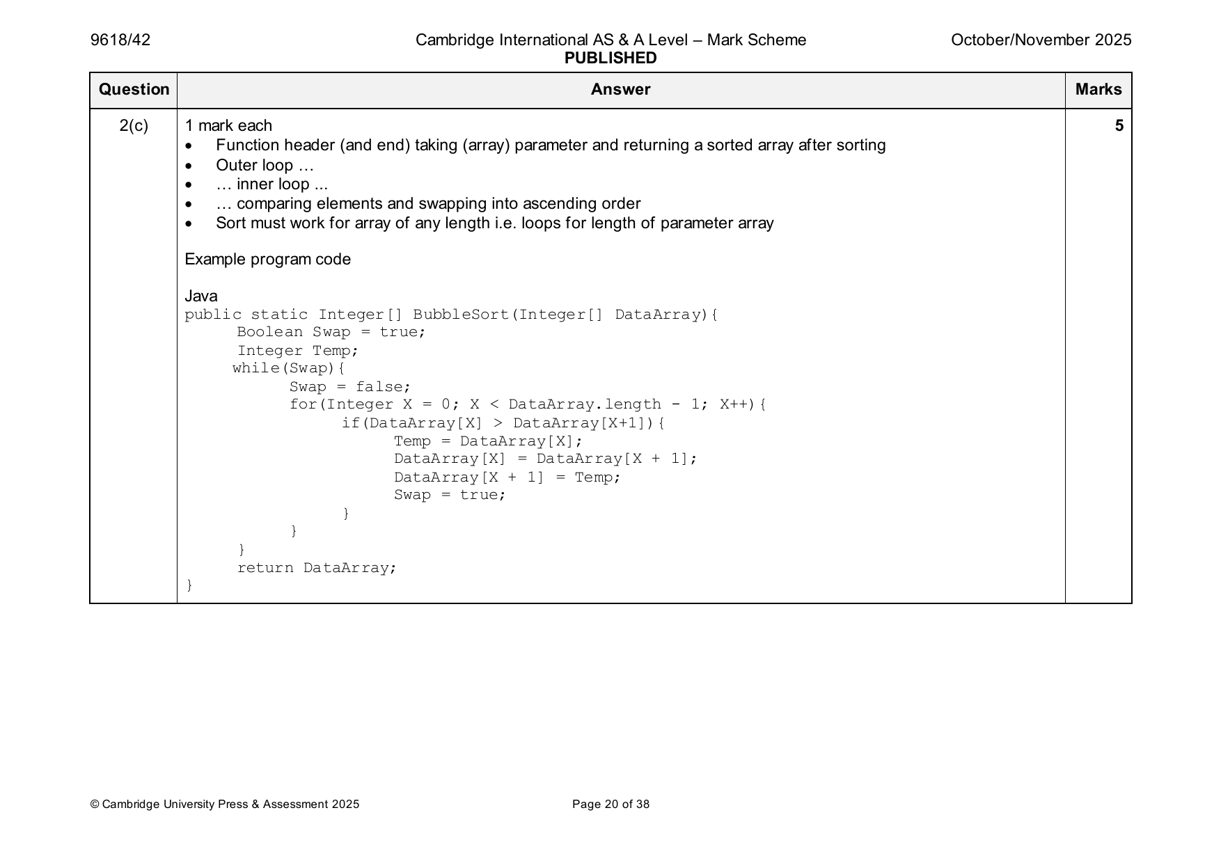 9618-2025-on-42-q02 official mark scheme page
