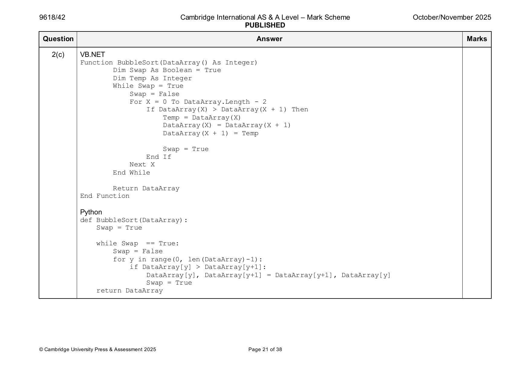 9618-2025-on-42-q02 official mark scheme page