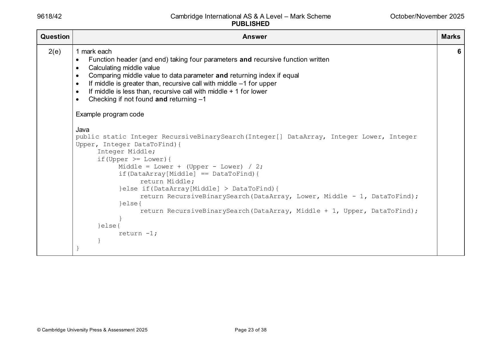9618-2025-on-42-q02 official mark scheme page