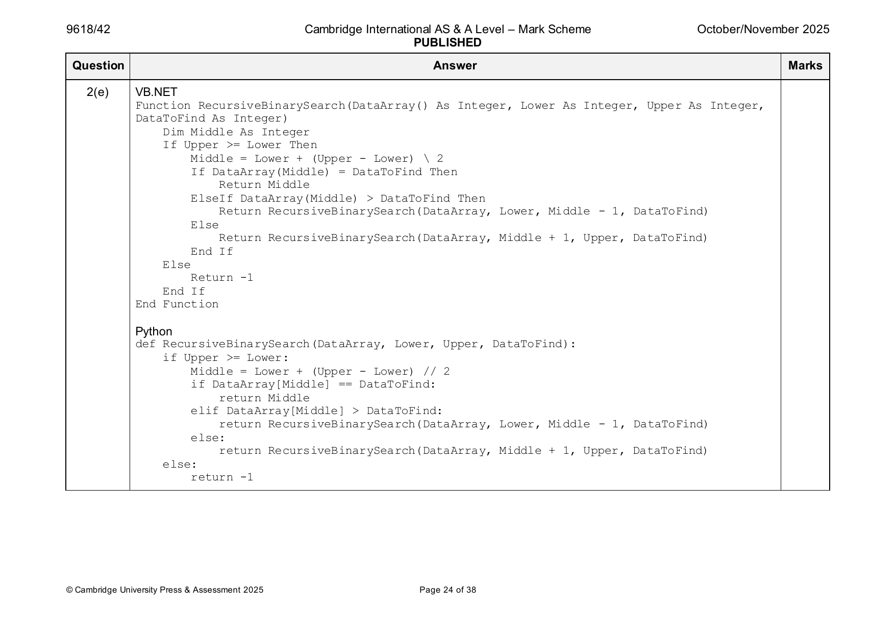 9618-2025-on-42-q02 official mark scheme page