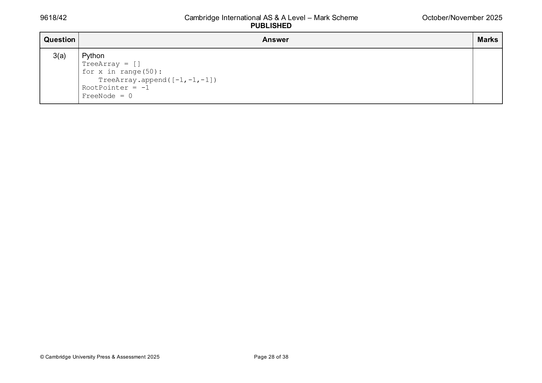 9618-2025-on-42-q03 official mark scheme page