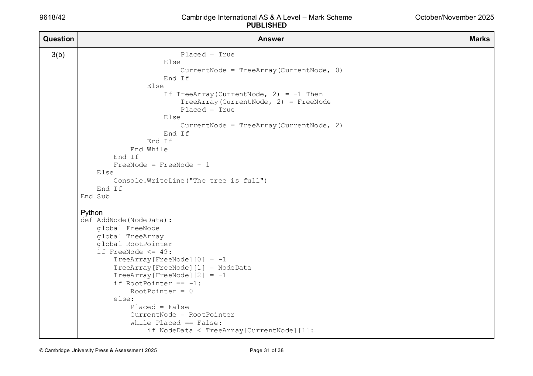 9618-2025-on-42-q03 official mark scheme page