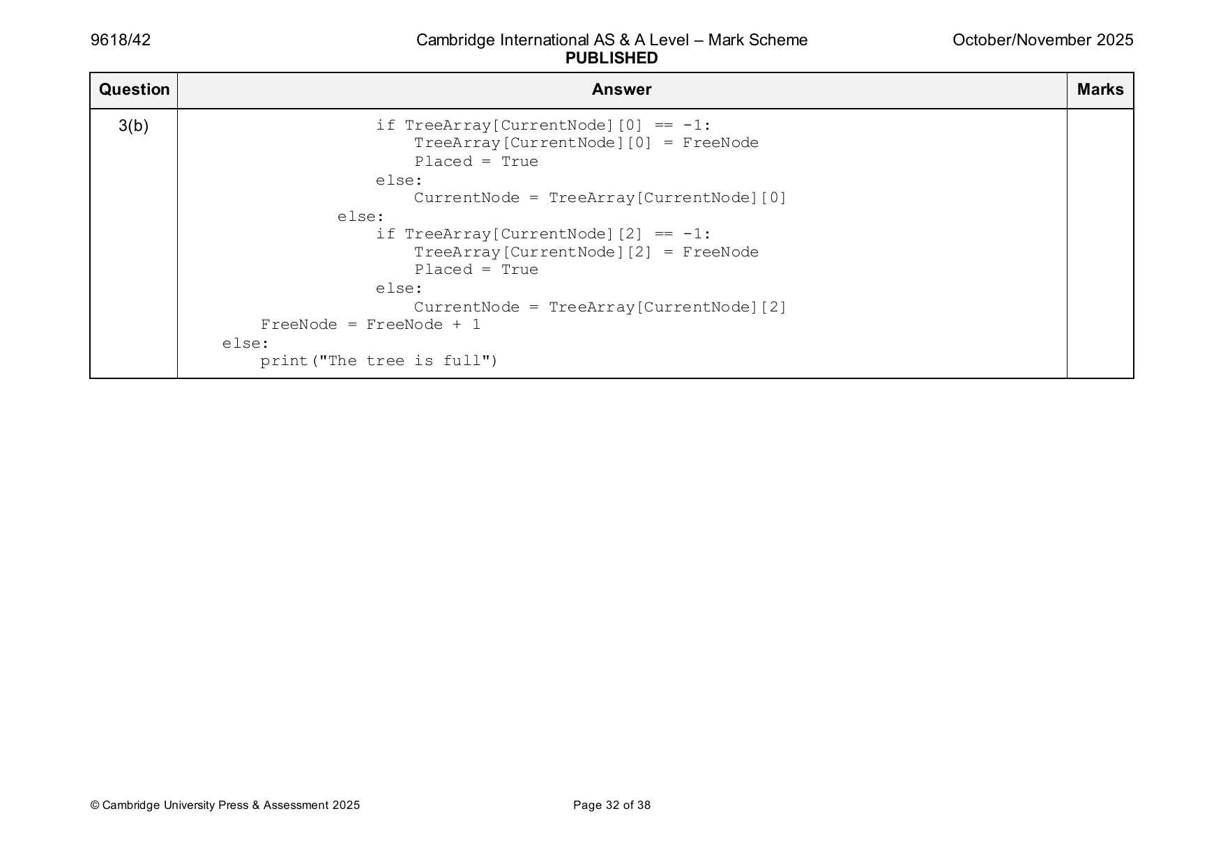 9618-2025-on-42-q03 official mark scheme page