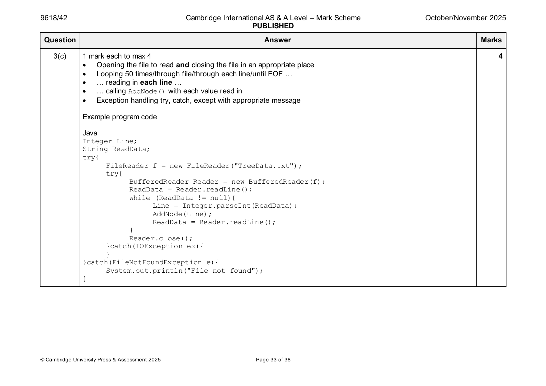 9618-2025-on-42-q03 official mark scheme page