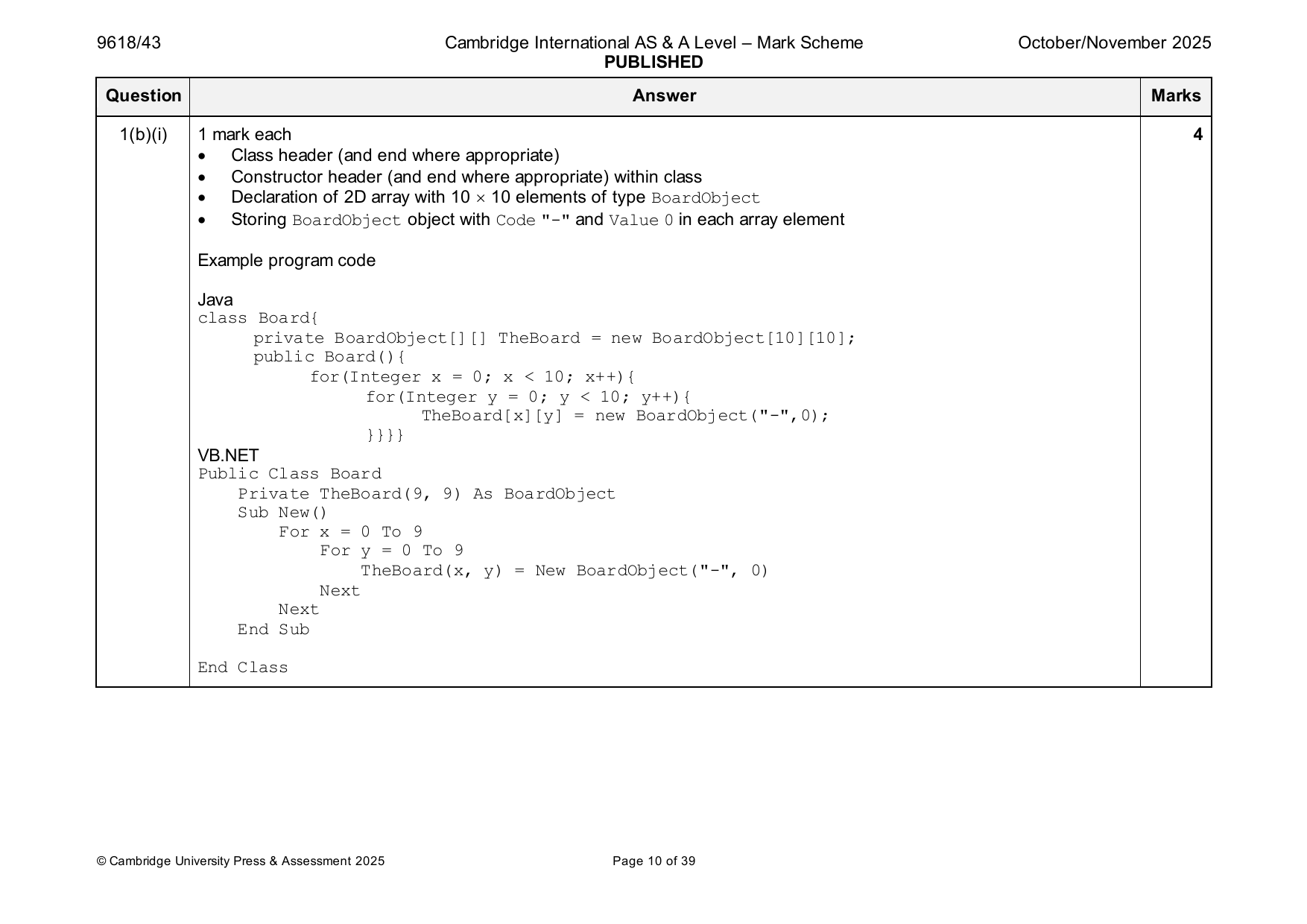 9618-2025-on-43-q01 official mark scheme page