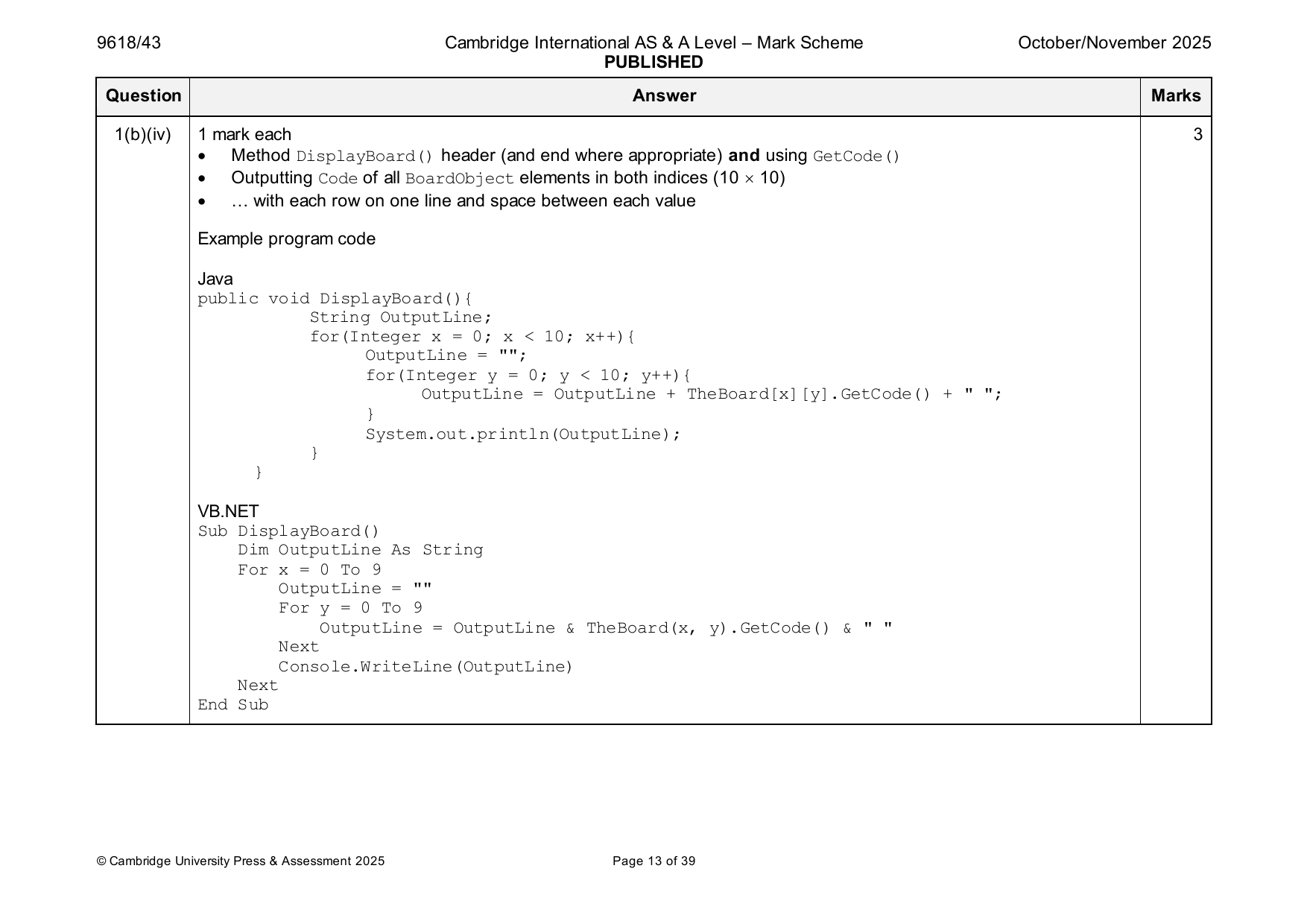 9618-2025-on-43-q01 official mark scheme page