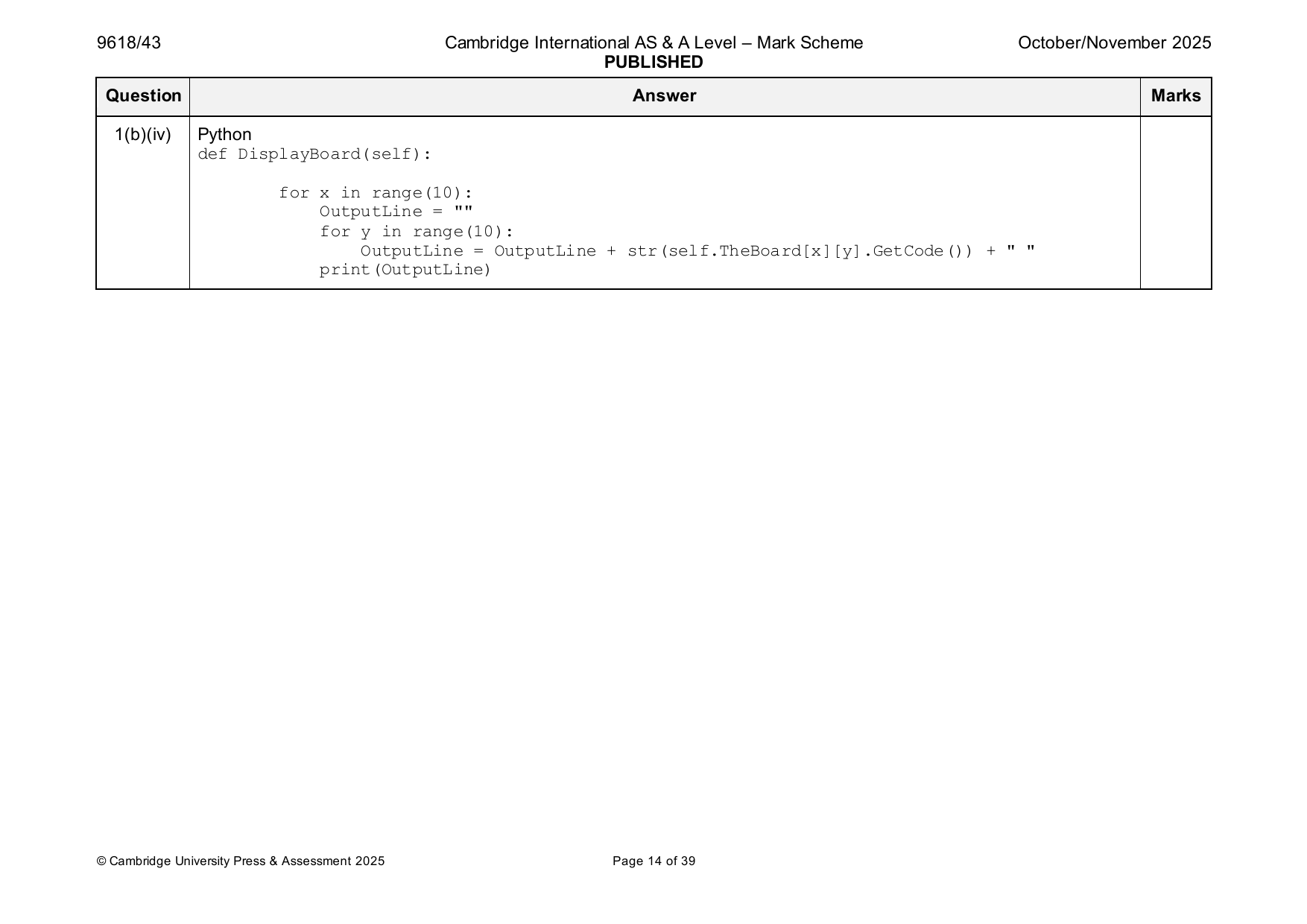 9618-2025-on-43-q01 official mark scheme page