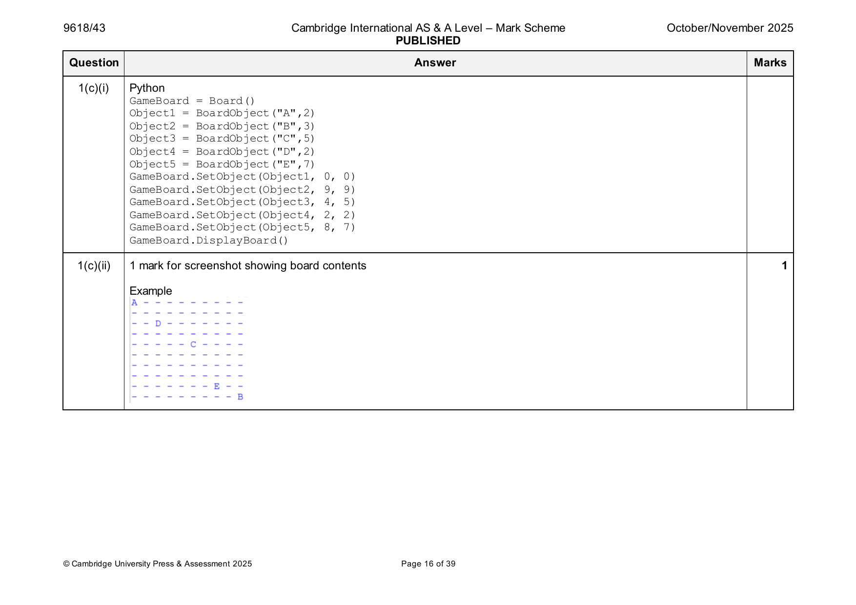 9618-2025-on-43-q01 official mark scheme page