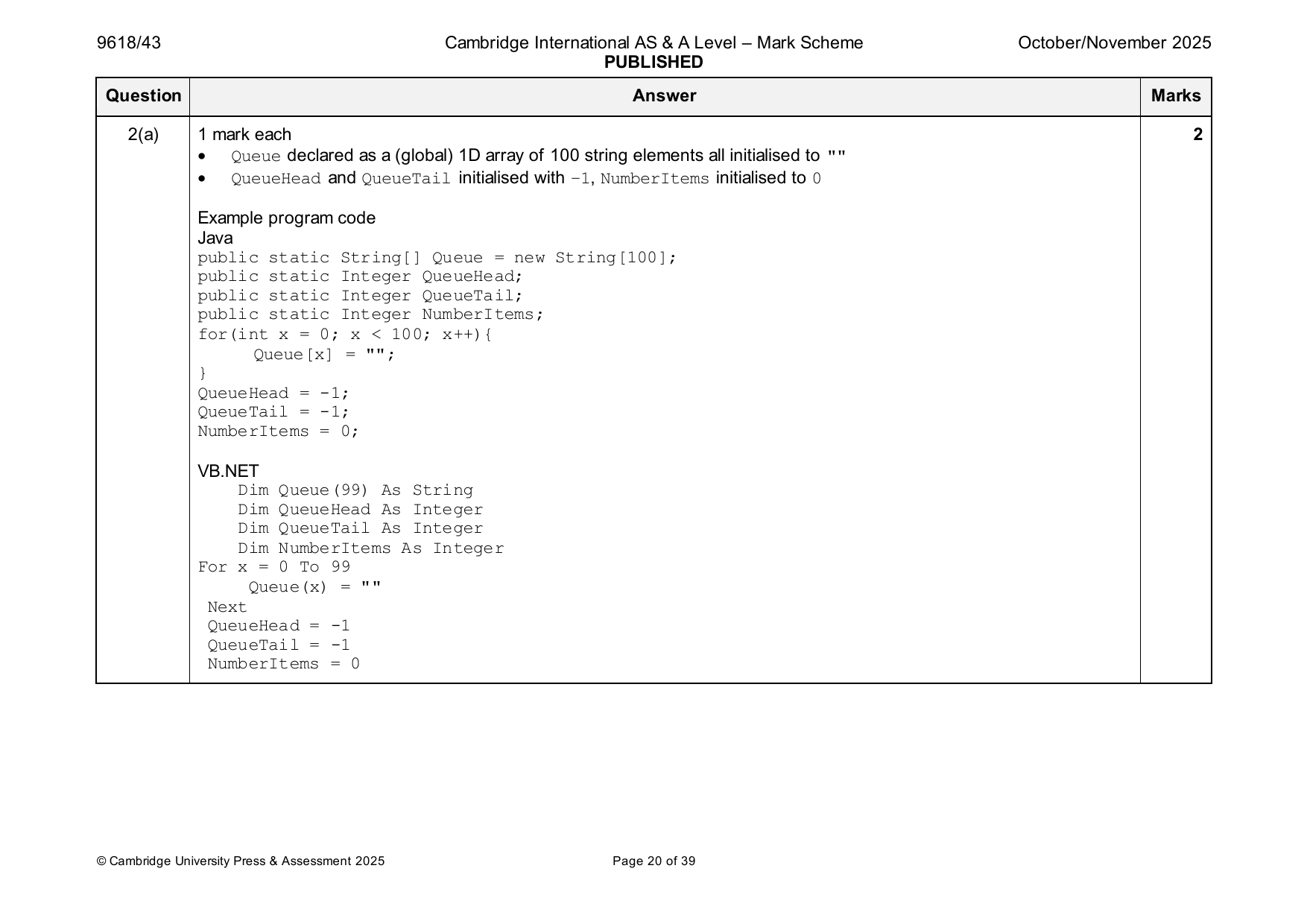 9618-2025-on-43-q02 official mark scheme page