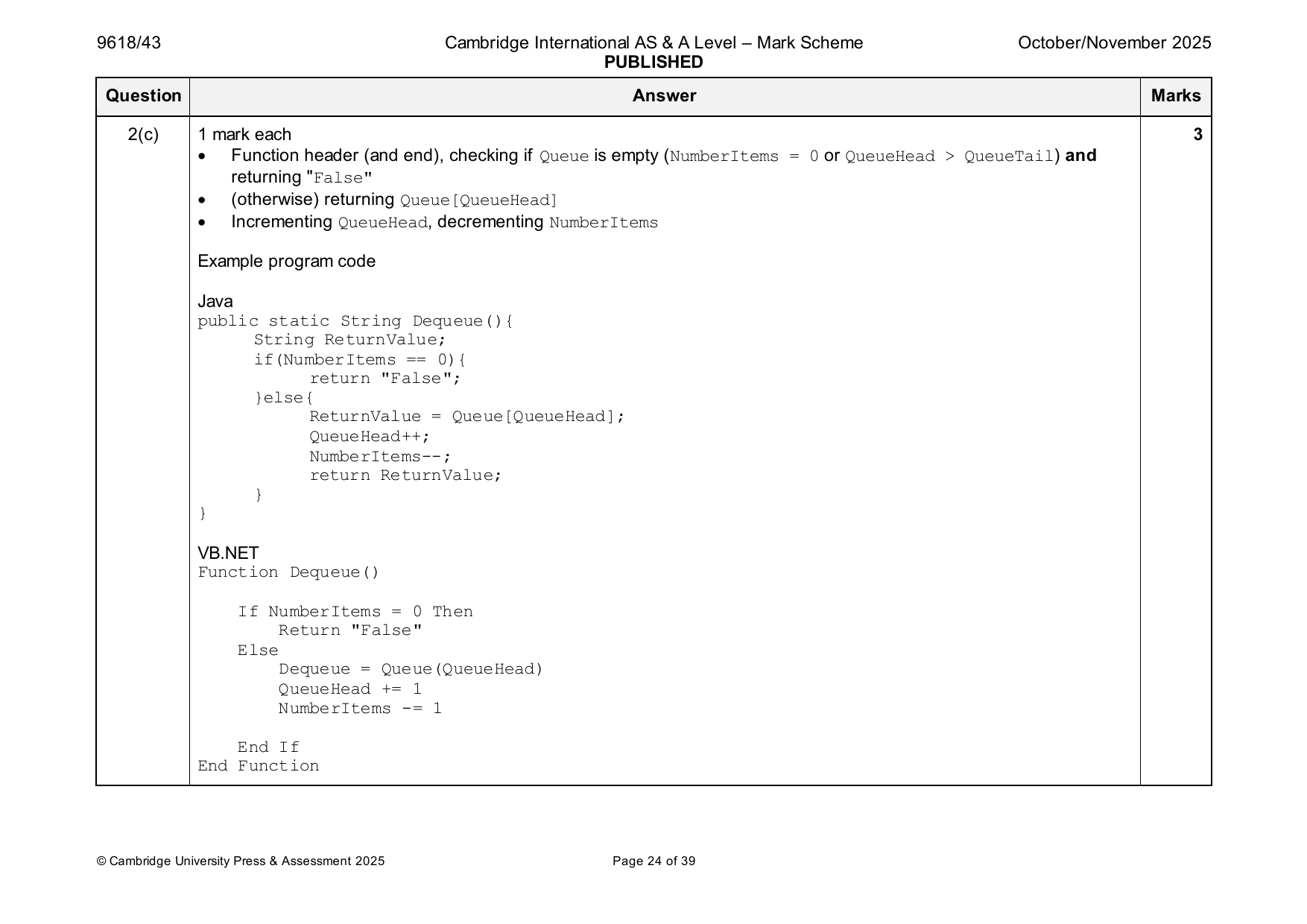 9618-2025-on-43-q02 official mark scheme page