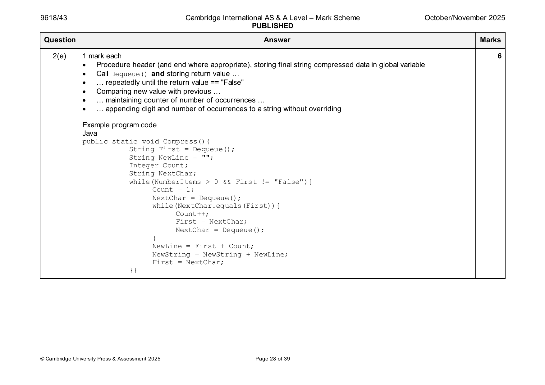 9618-2025-on-43-q02 official mark scheme page