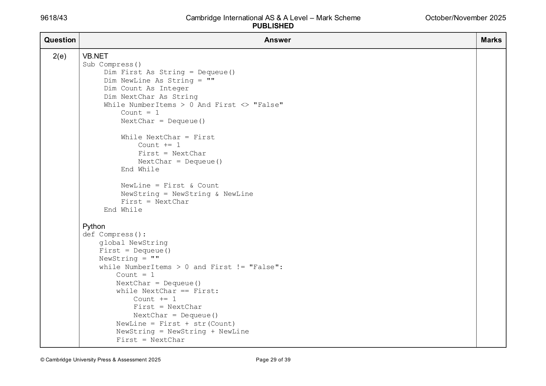 9618-2025-on-43-q02 official mark scheme page
