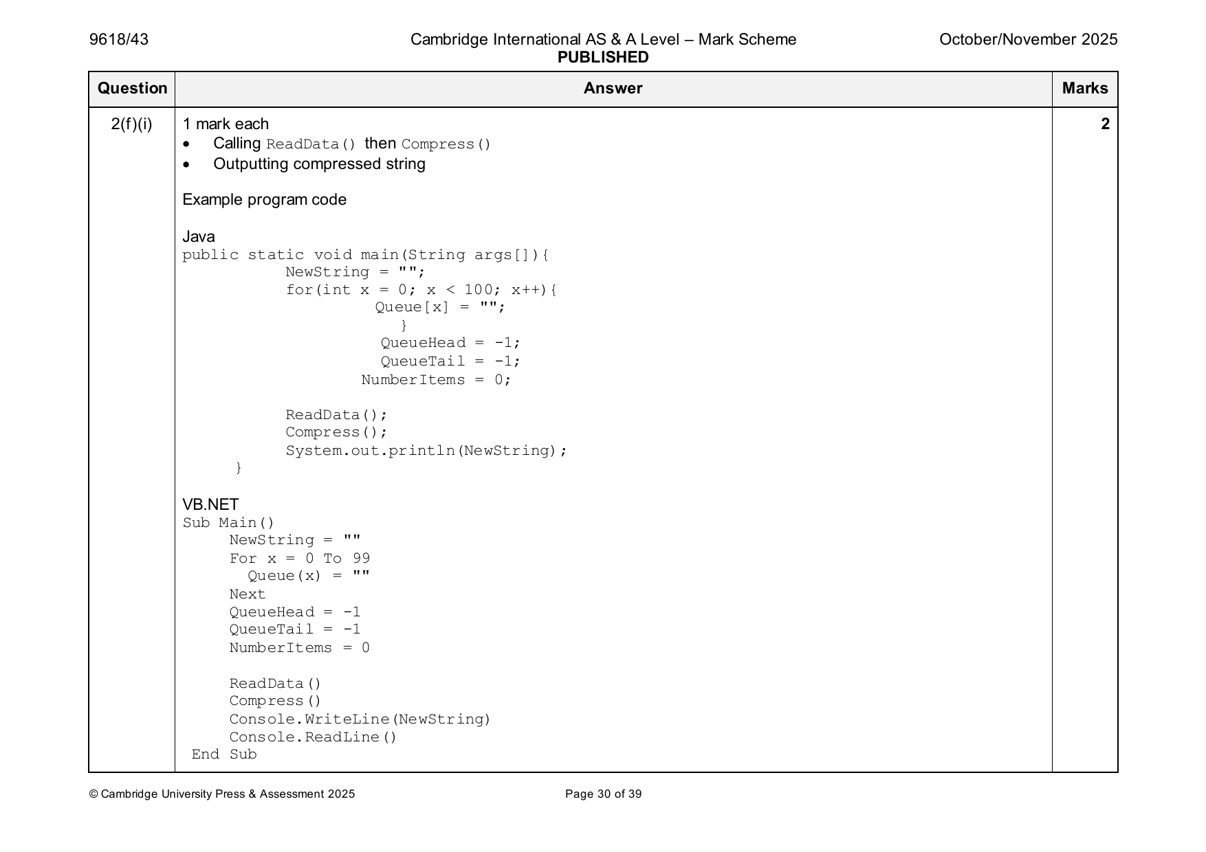 9618-2025-on-43-q02 official mark scheme page