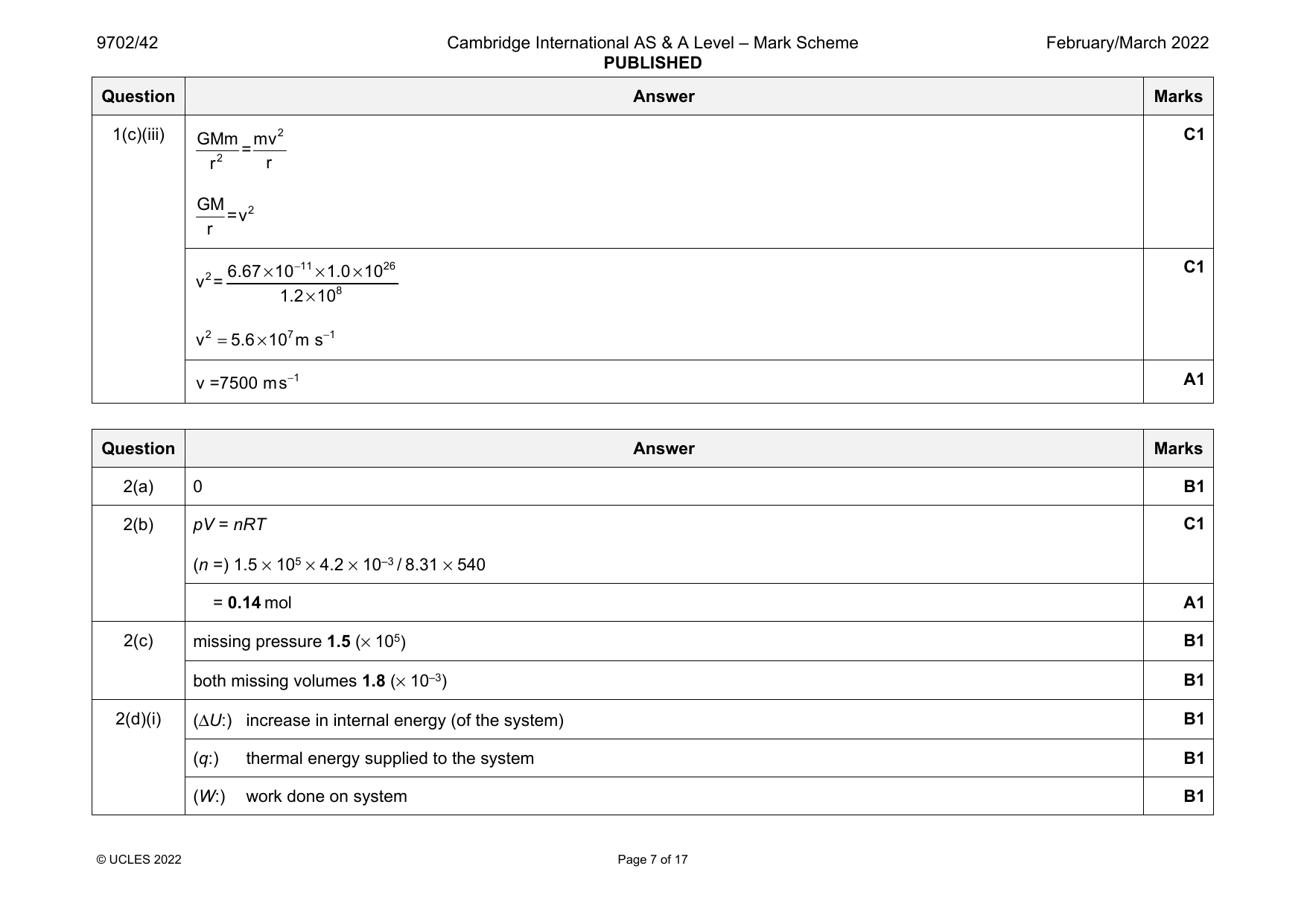 9702-2022-m-42-q01 official mark scheme page
