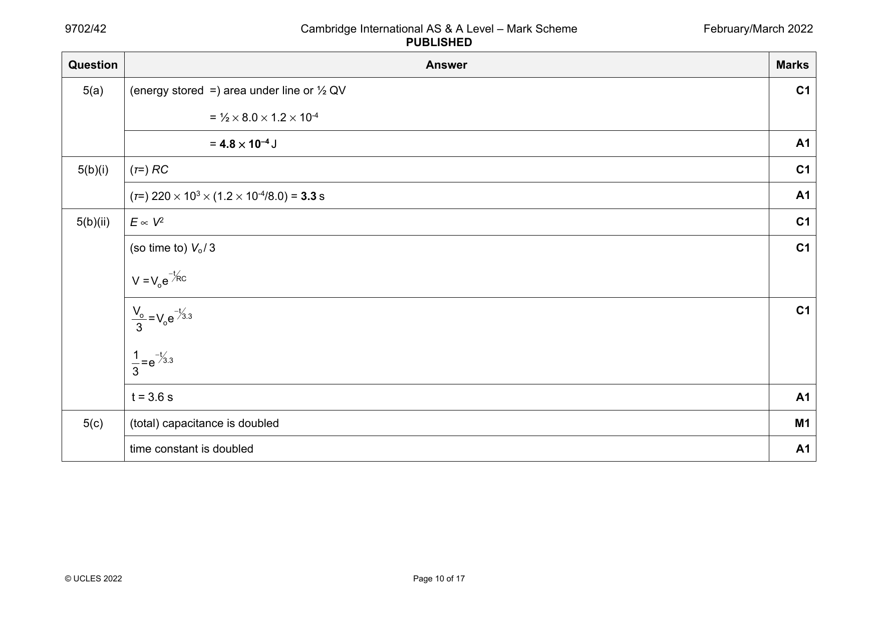 9702-2022-m-42-q05 official mark scheme page