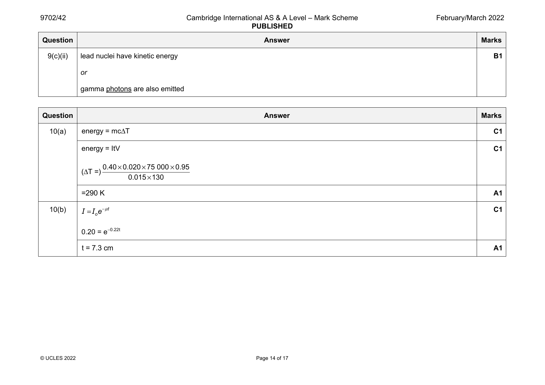 9702-2022-m-42-q10 official mark scheme page