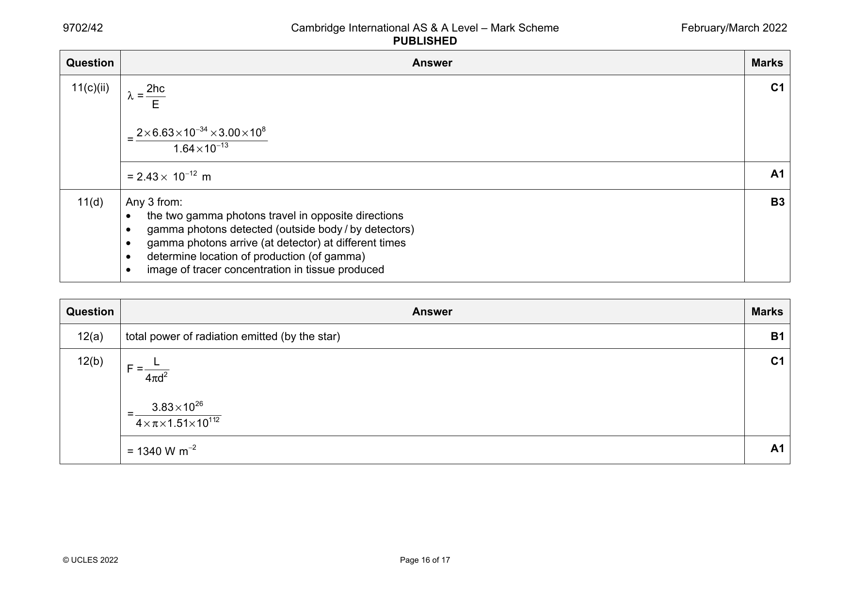9702-2022-m-42-q11 official mark scheme page