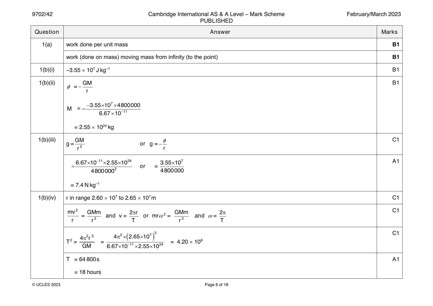9702-2023-m-42-q01 official mark scheme page
