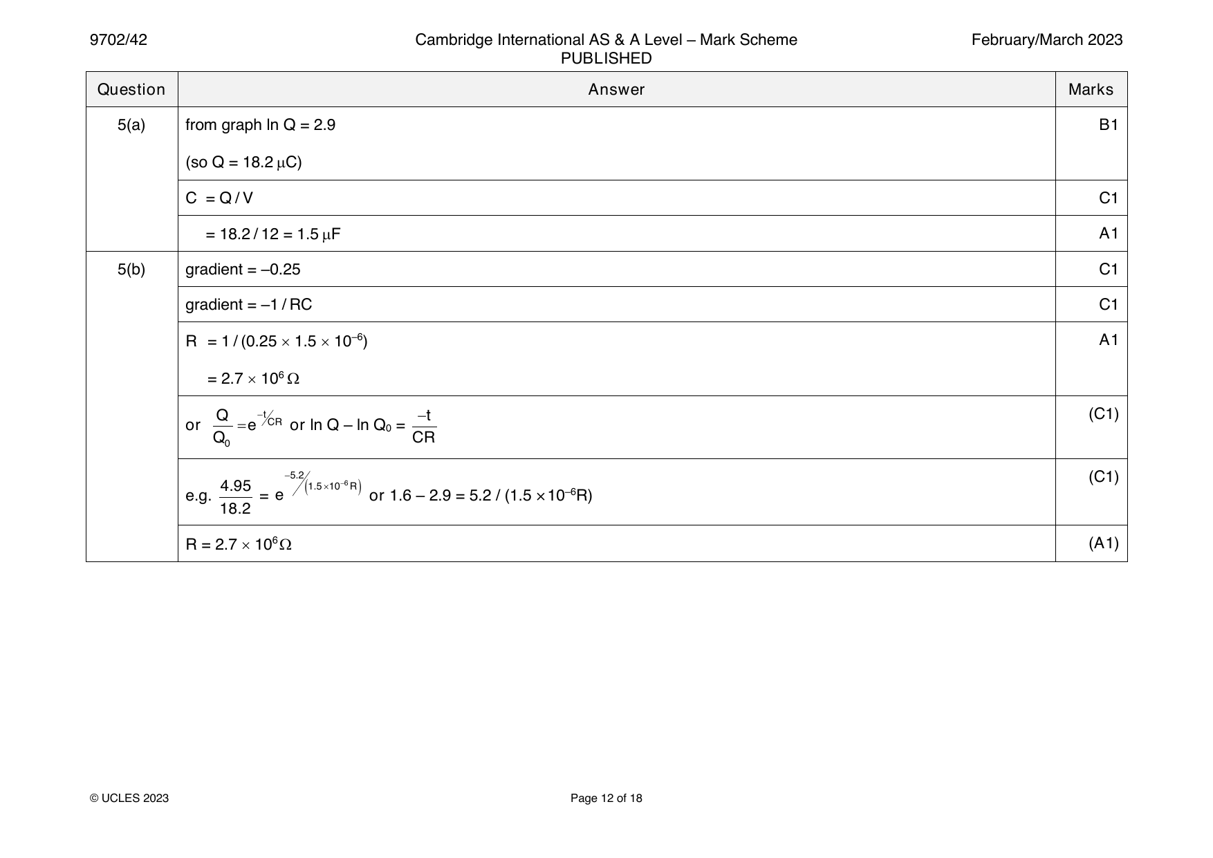 9702-2023-m-42-q05 official mark scheme page