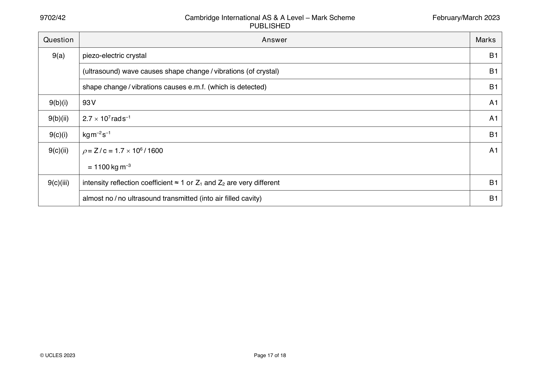 9702-2023-m-42-q09 official mark scheme page