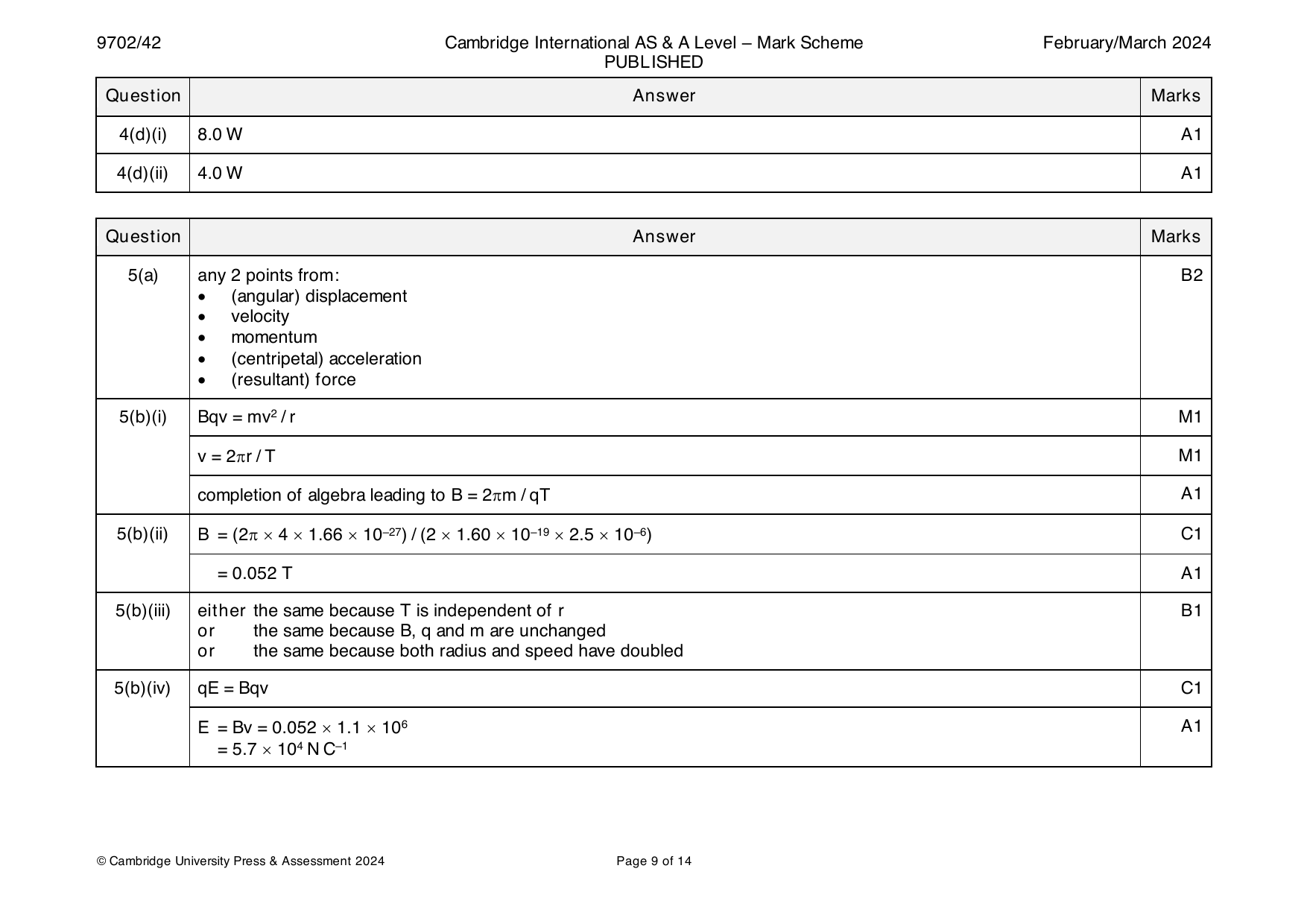 9702-2024-m-42-q05 official mark scheme page