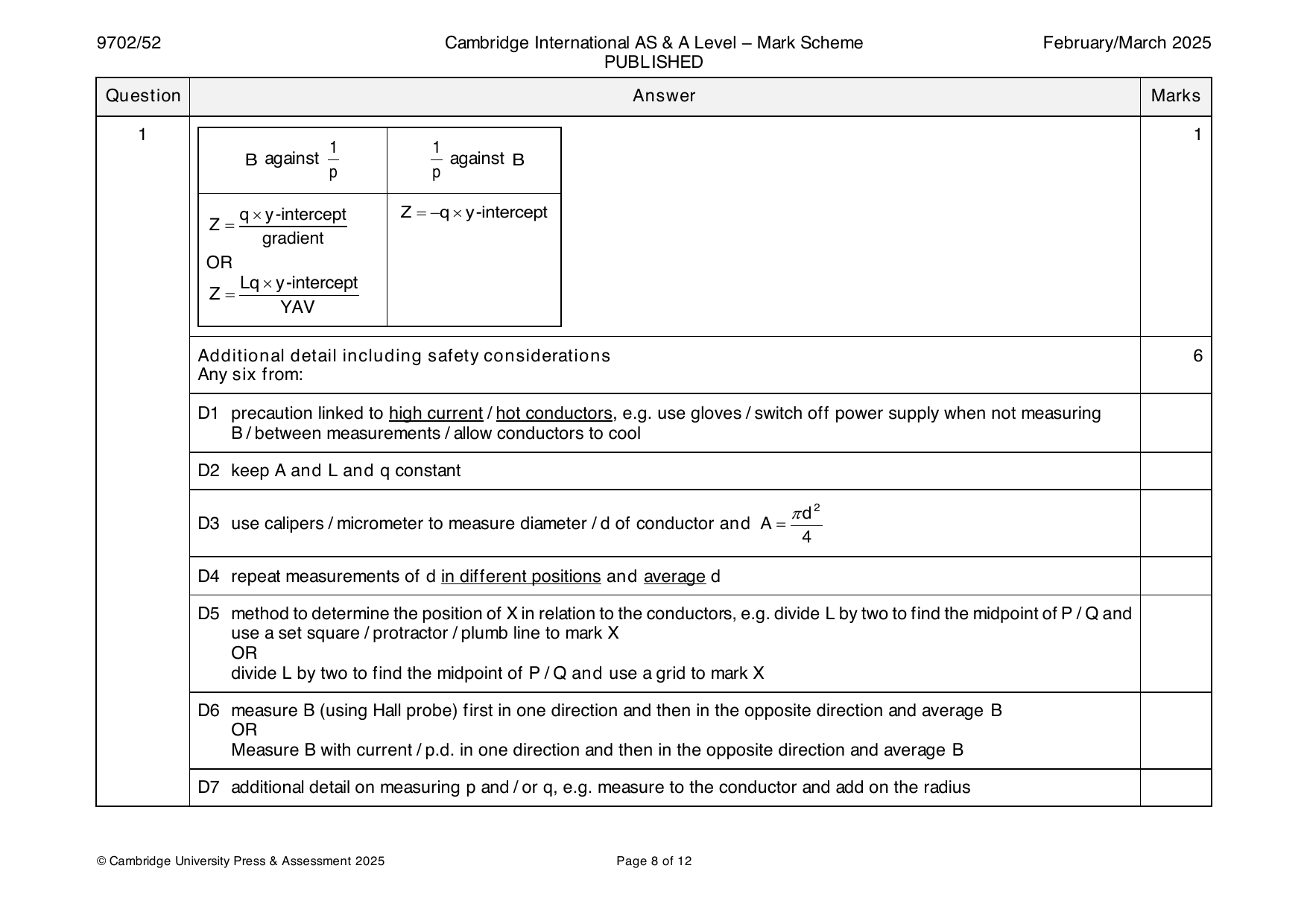 9702-2025-m-52-q01 official mark scheme page