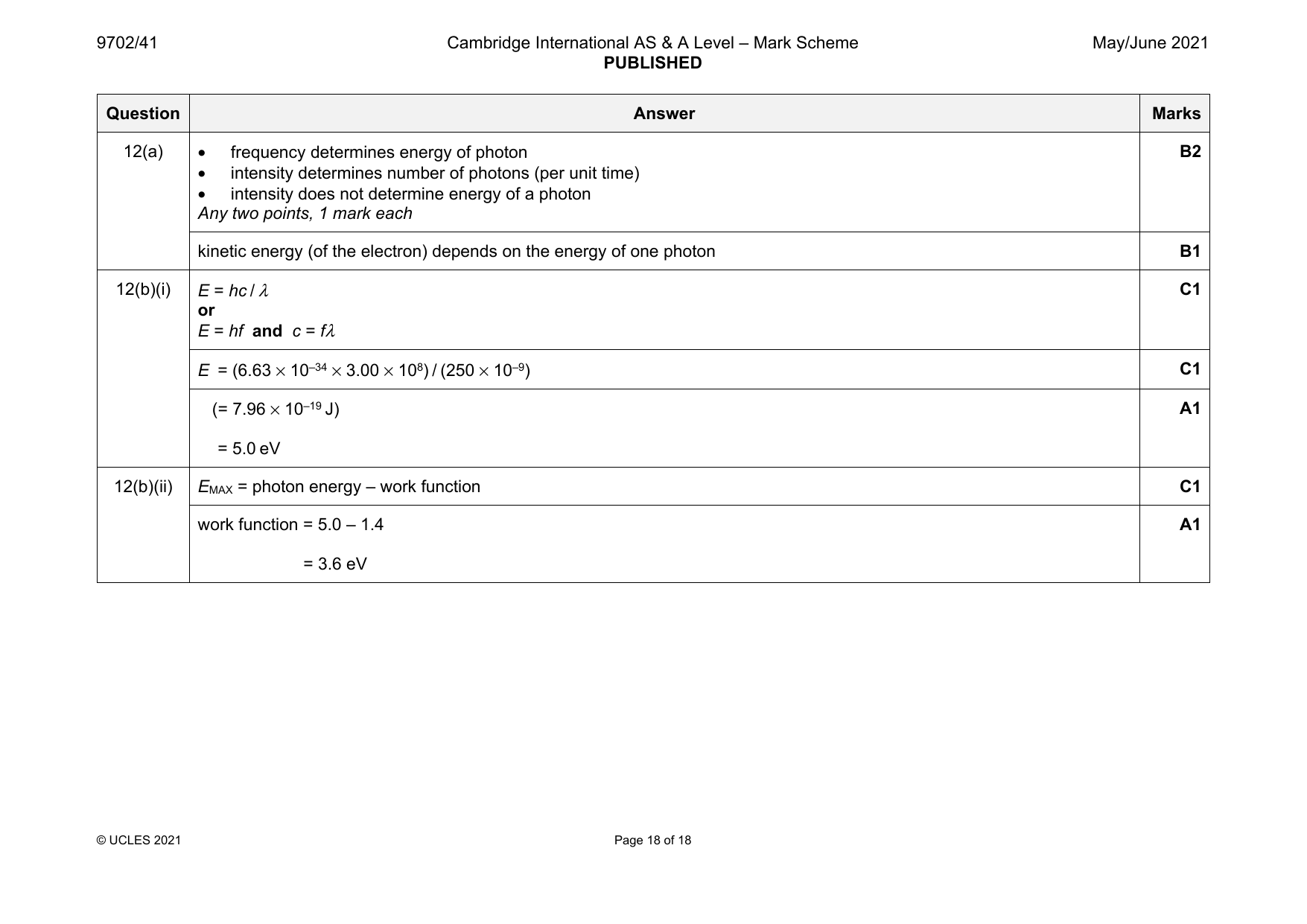 9702-2021-mj-41-q12 official mark scheme page
