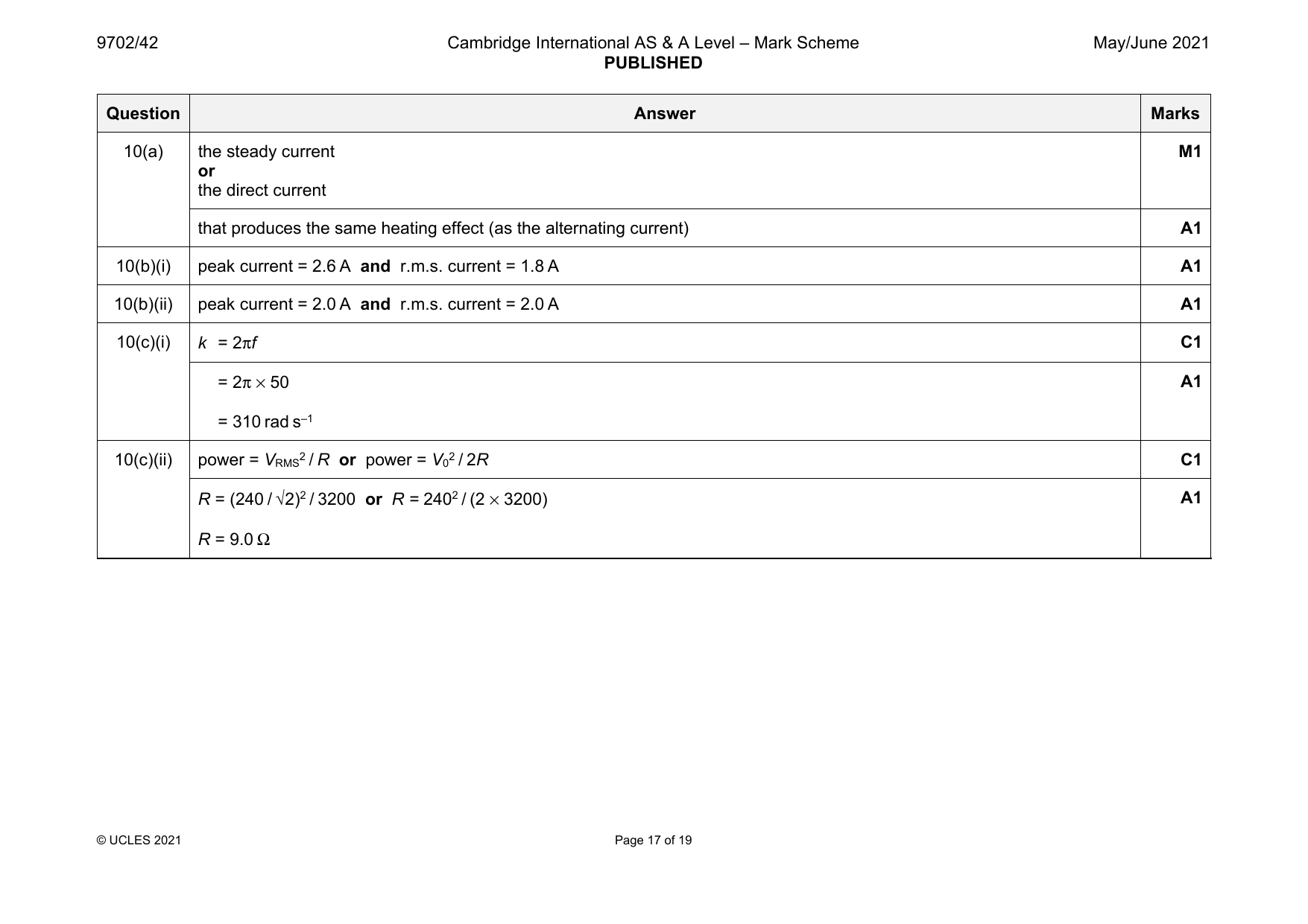 9702-2021-mj-42-q10 official mark scheme page