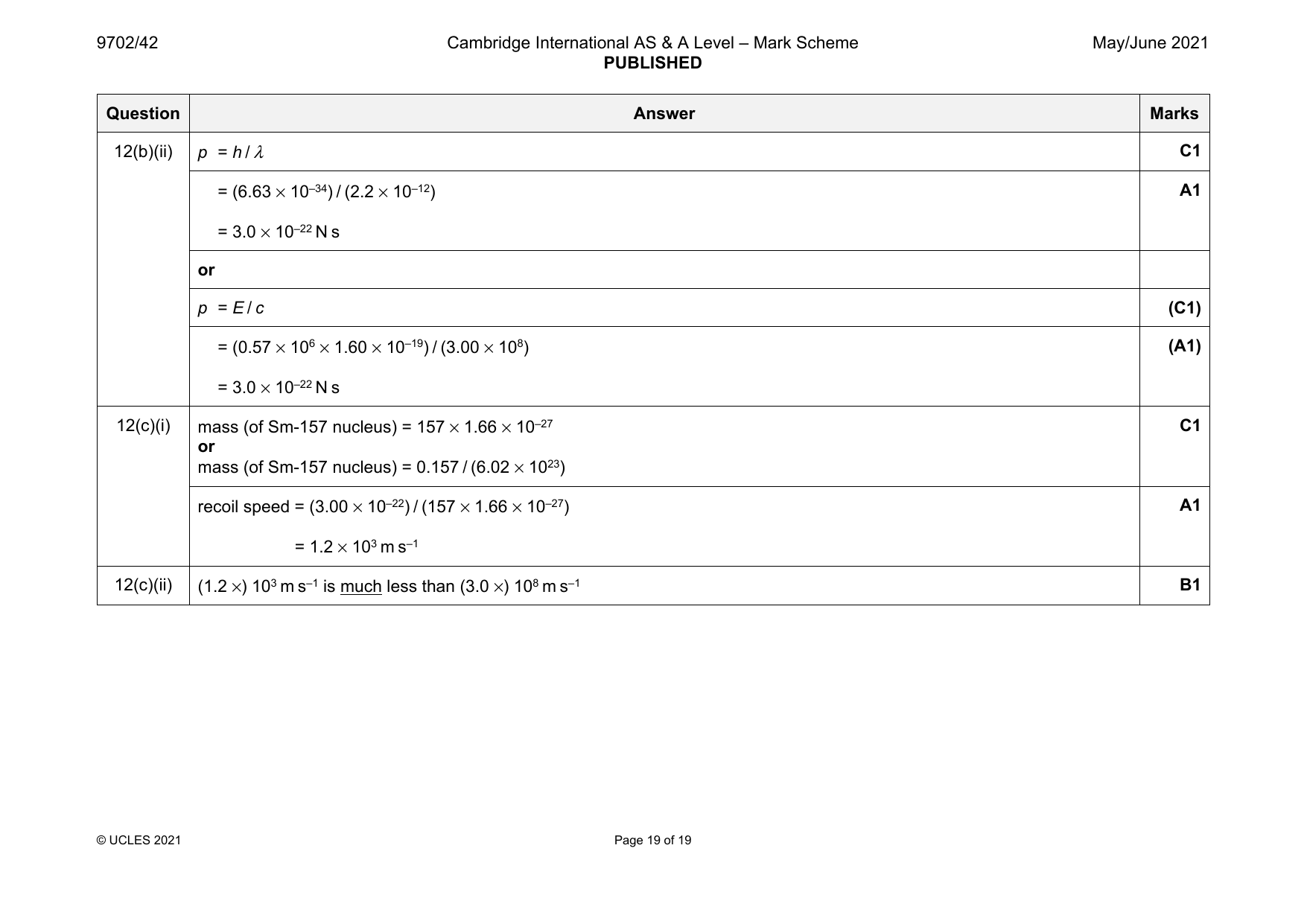 9702-2021-mj-42-q12 official mark scheme page