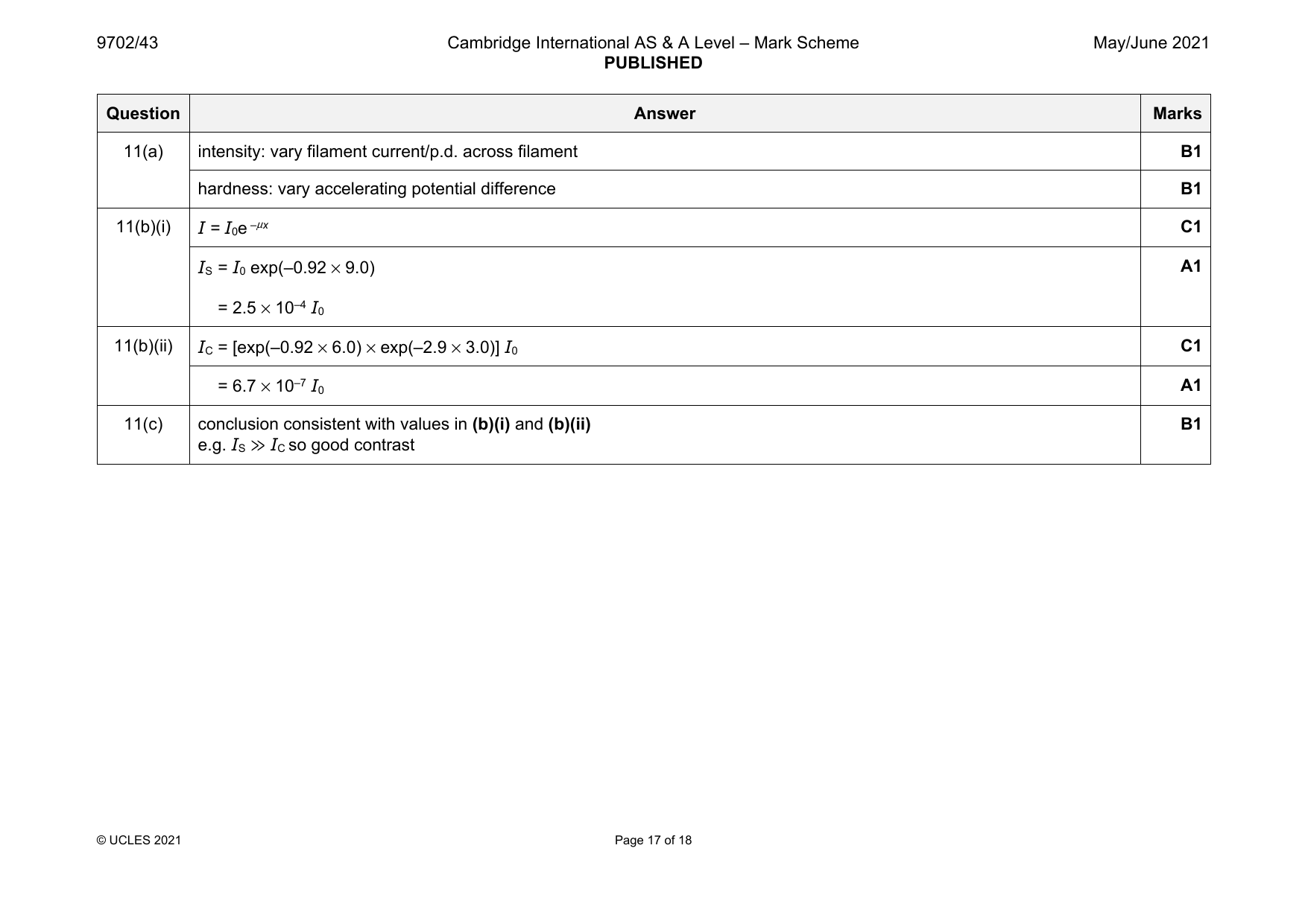 9702-2021-mj-43-q11 official mark scheme page