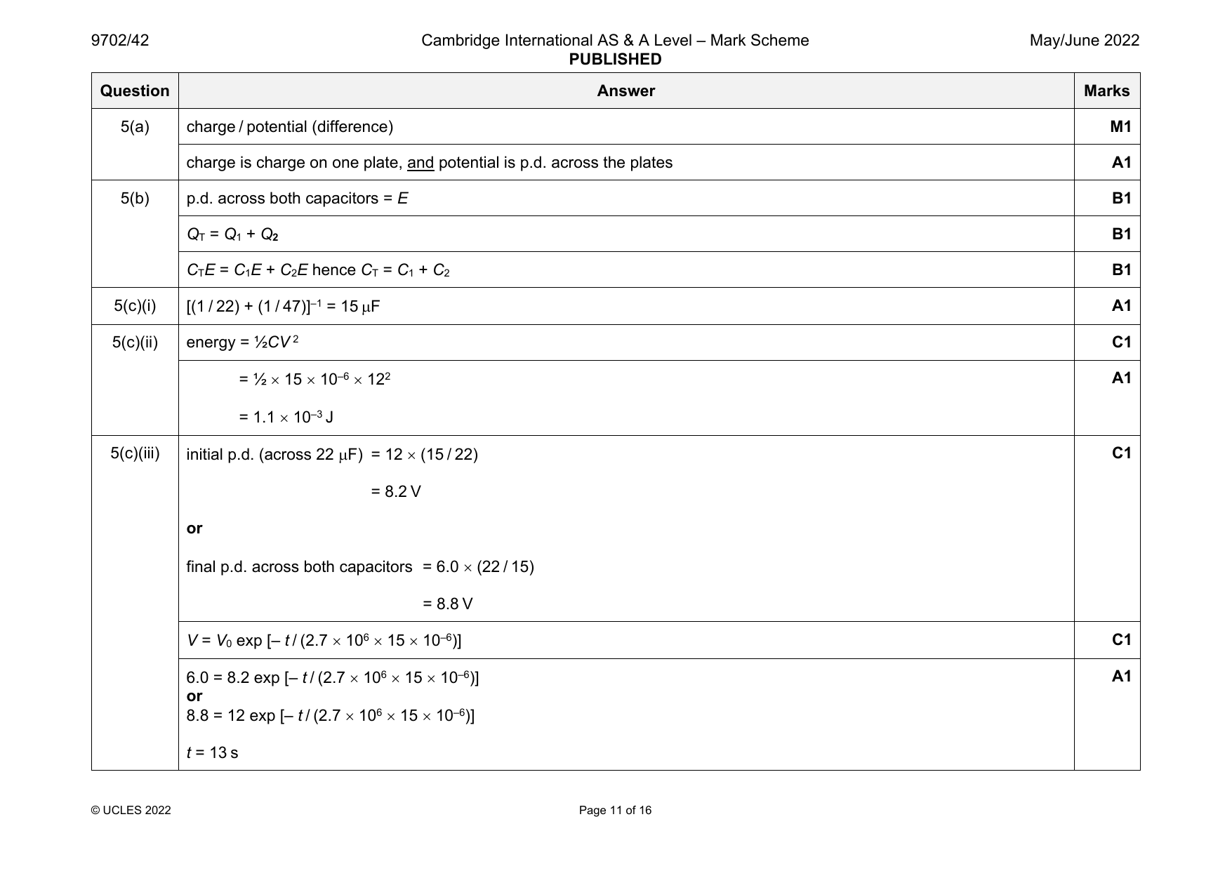 9702-2022-mj-42-q05 official mark scheme page