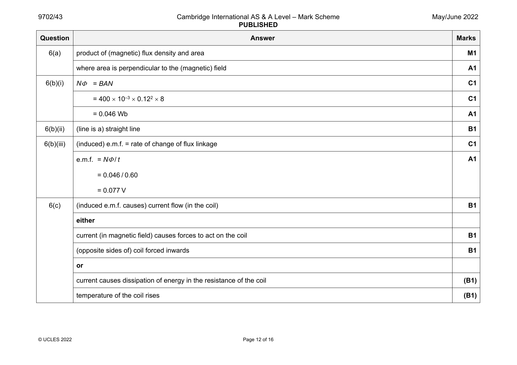 9702-2022-mj-43-q06 official mark scheme page