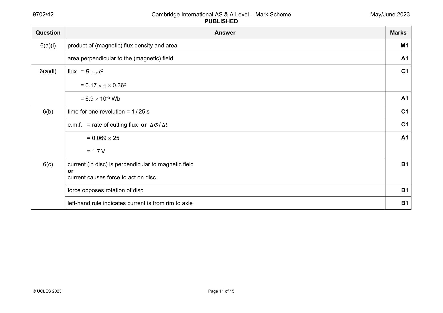 9702-2023-mj-42-q06 official mark scheme page