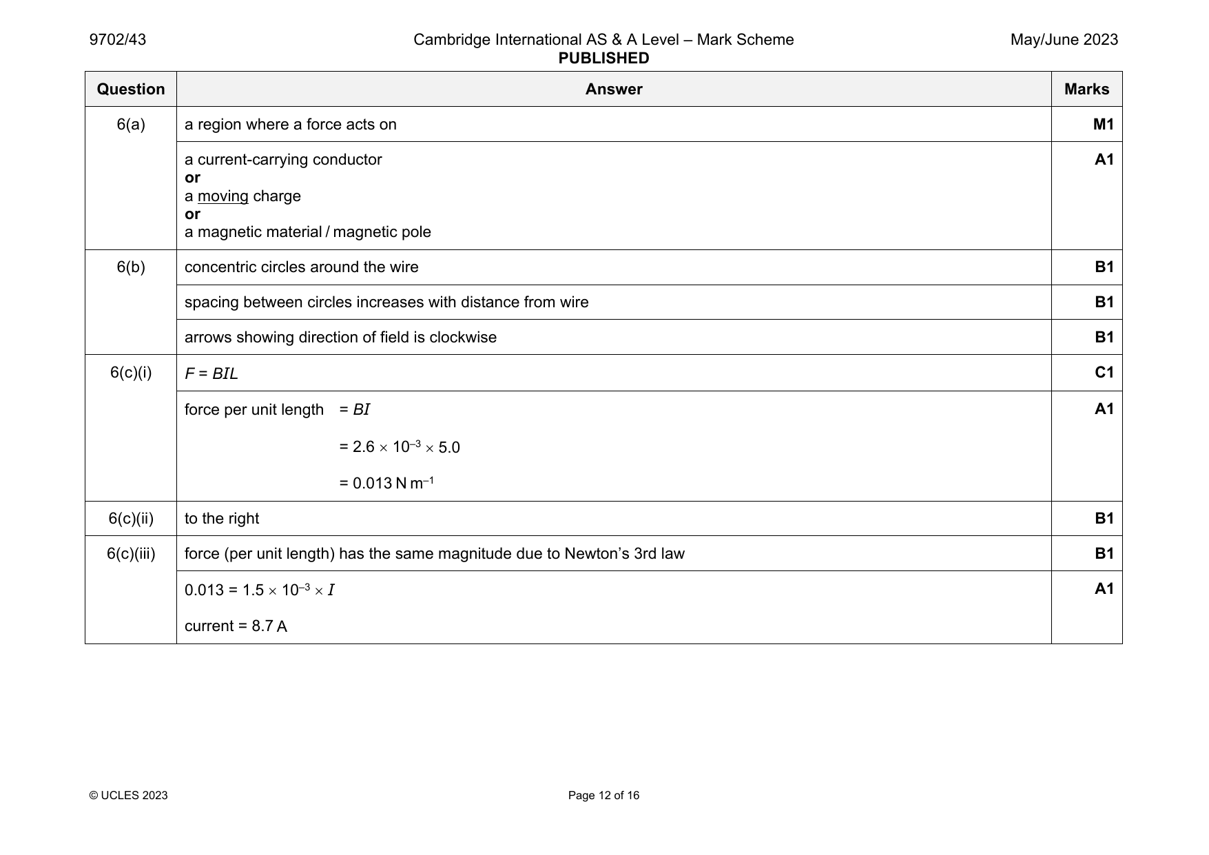 9702-2023-mj-43-q06 official mark scheme page