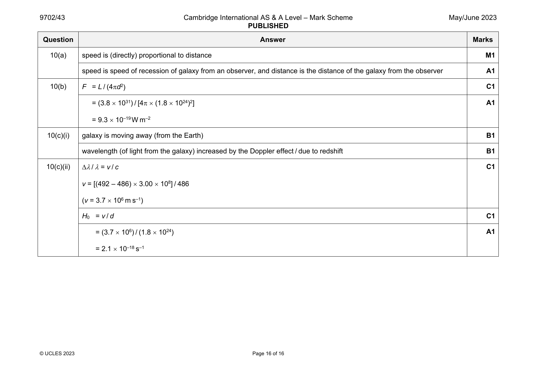 9702-2023-mj-43-q10 official mark scheme page
