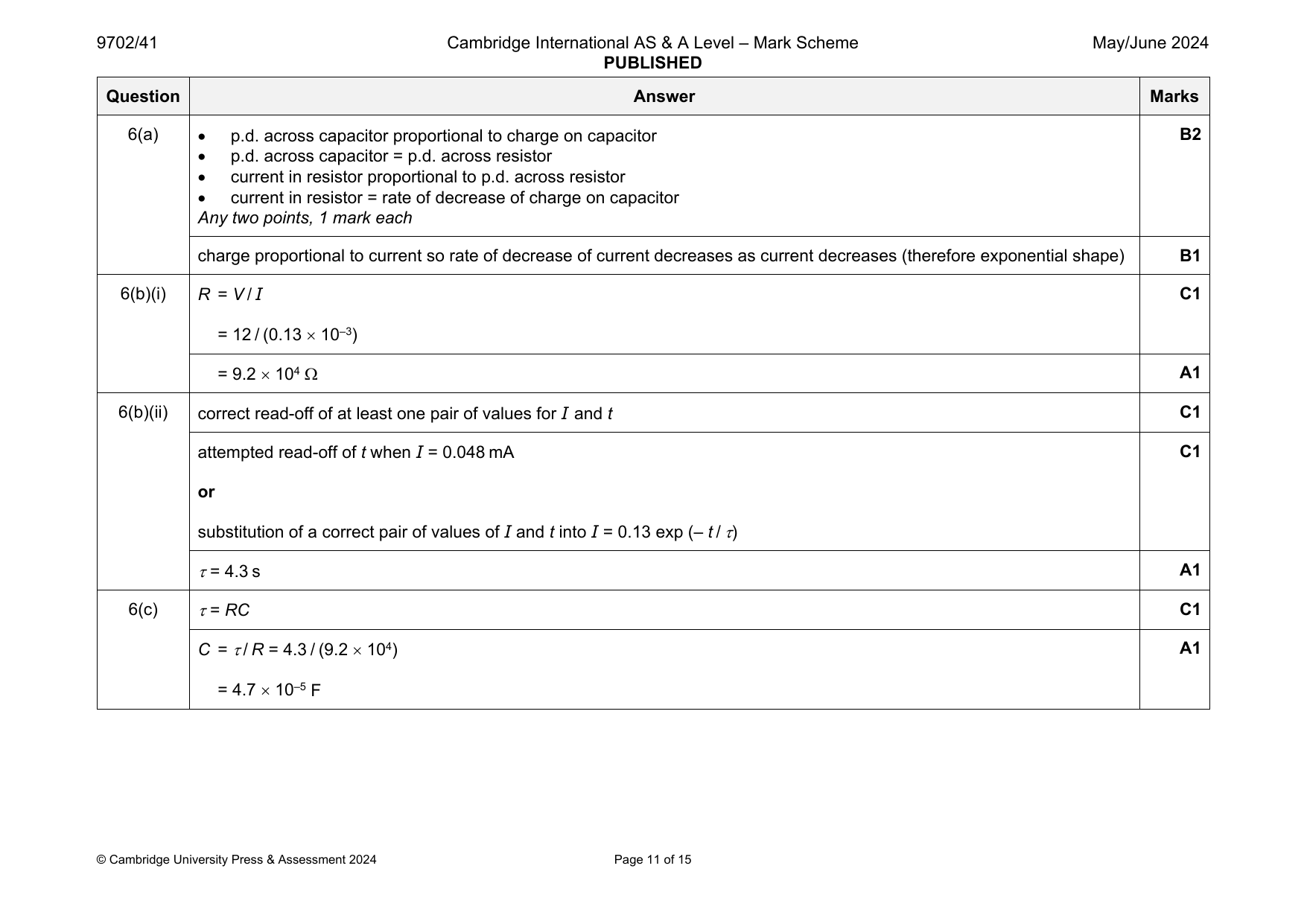 9702-2024-mj-41-q06 official mark scheme page