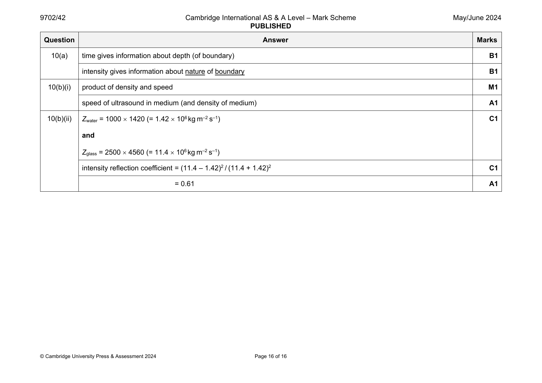 9702-2024-mj-42-q10 official mark scheme page