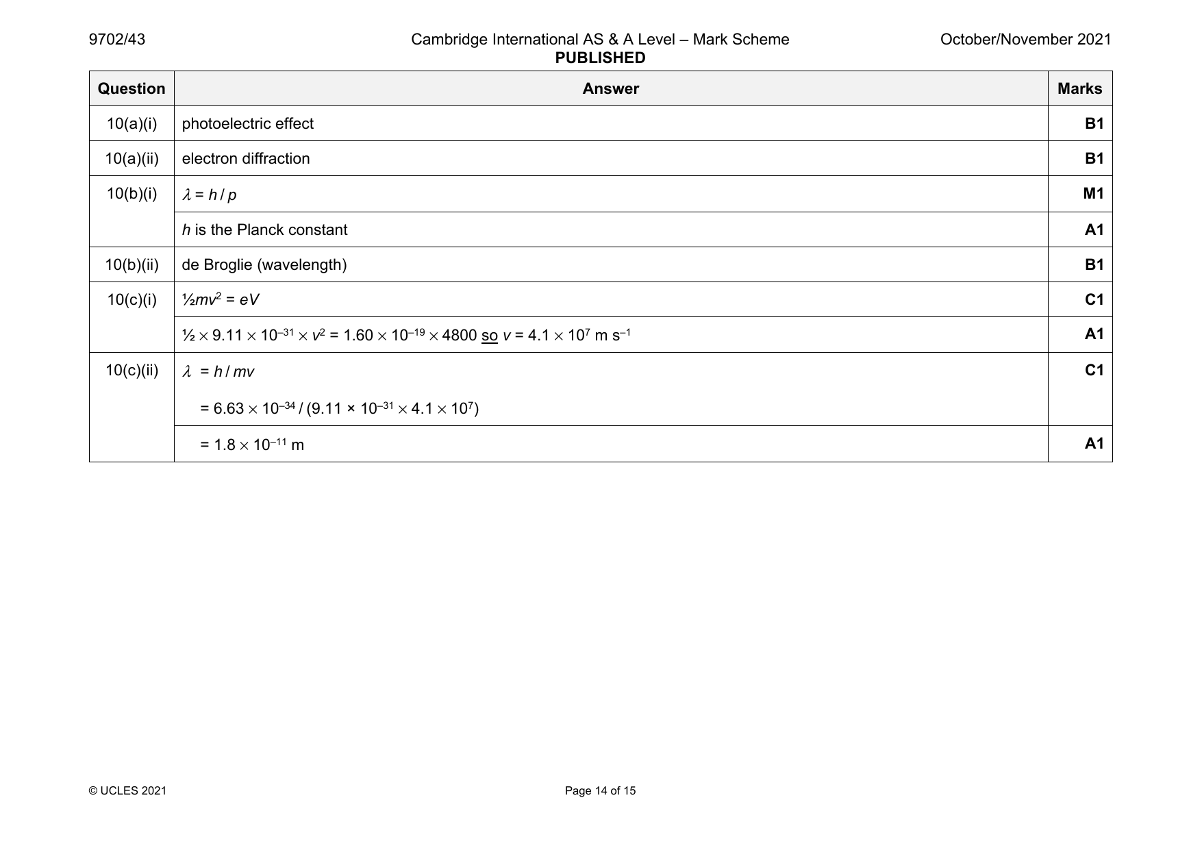9702-2021-on-43-q10 official mark scheme page