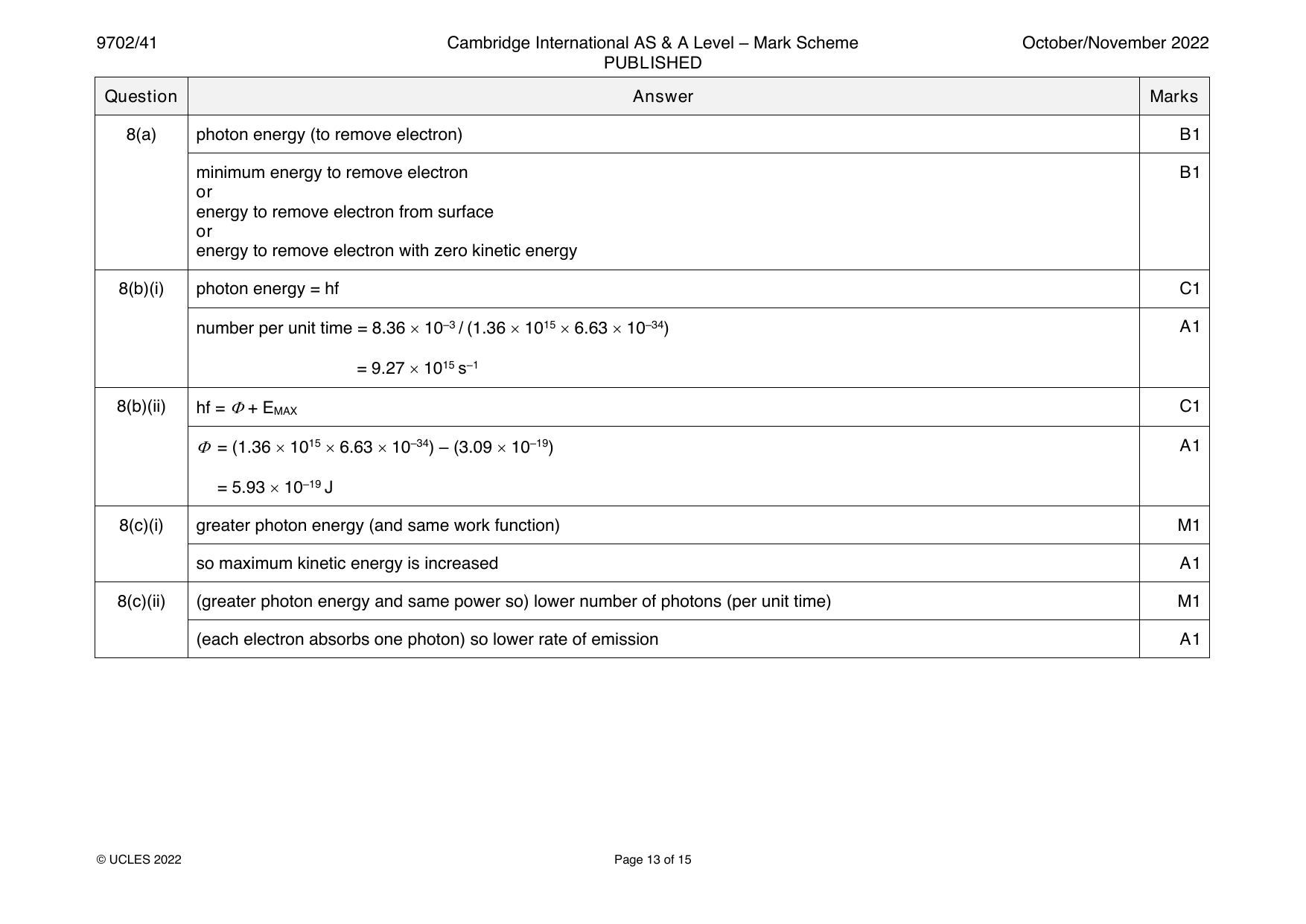 9702-2022-on-41-q08 official mark scheme page
