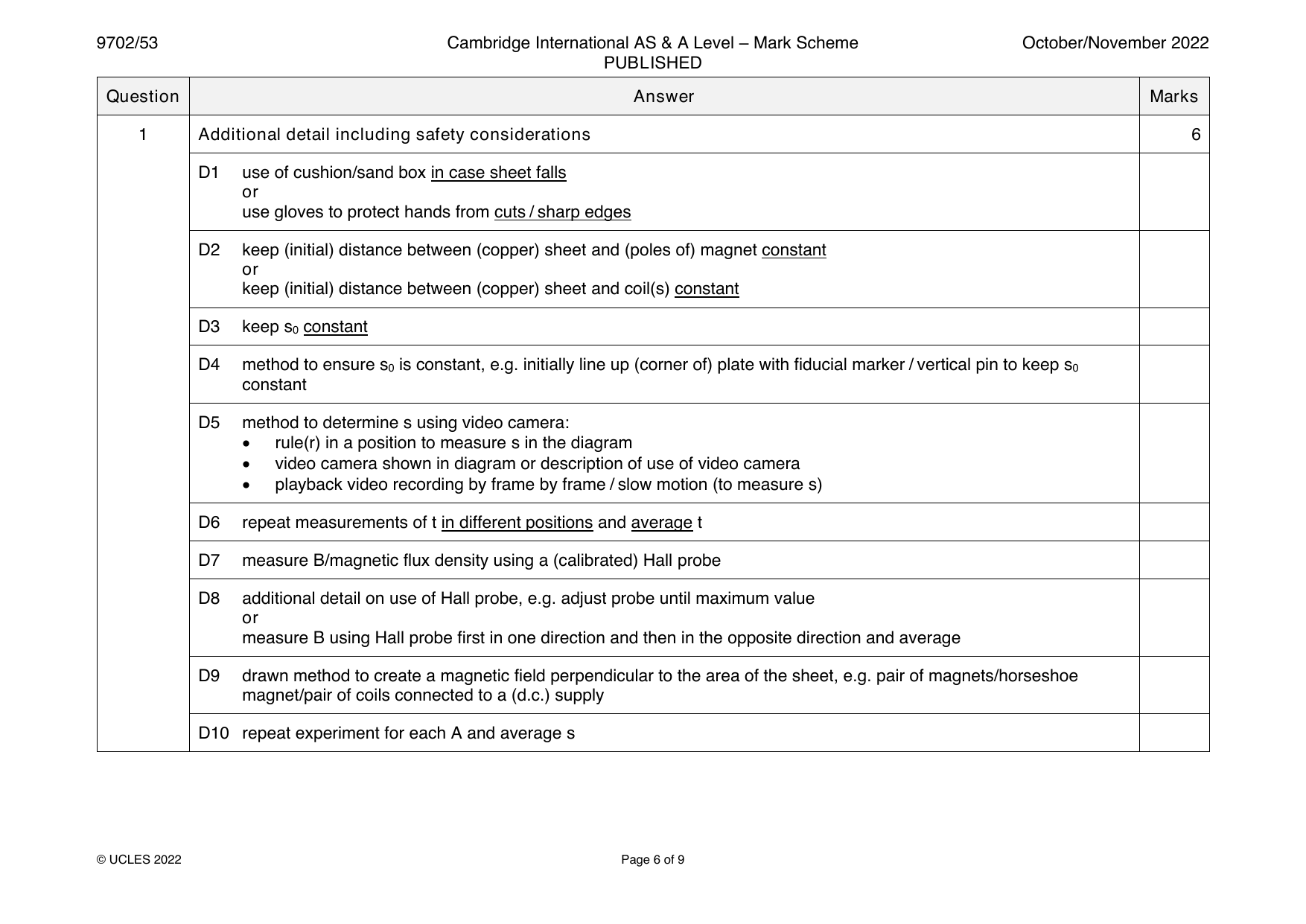 9702-2022-on-53-q01 official mark scheme page