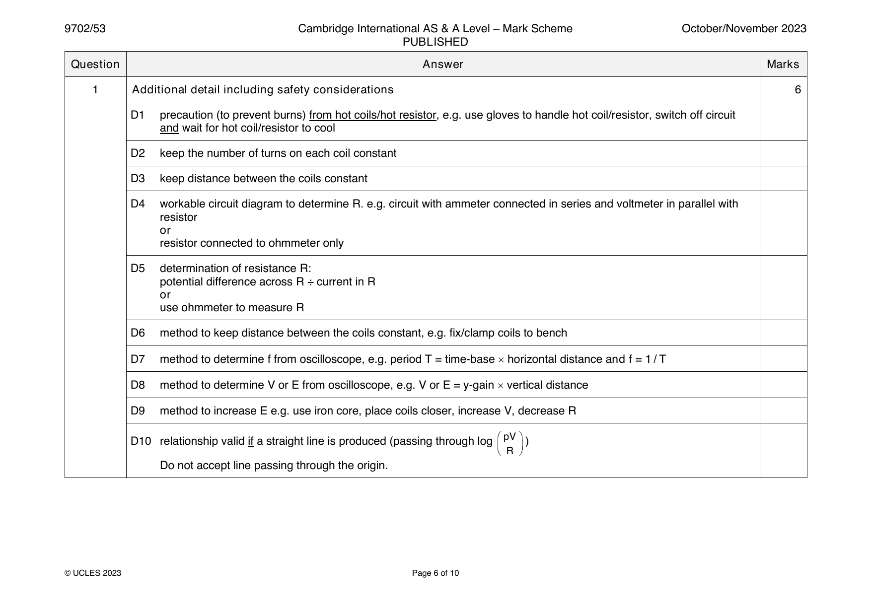 9702-2023-on-53-q01 official mark scheme page