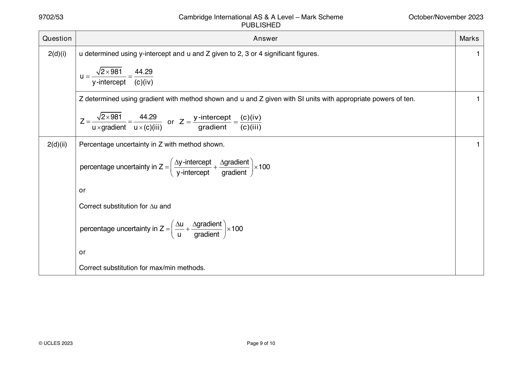 9702-2023-on-53-q02 official mark scheme page