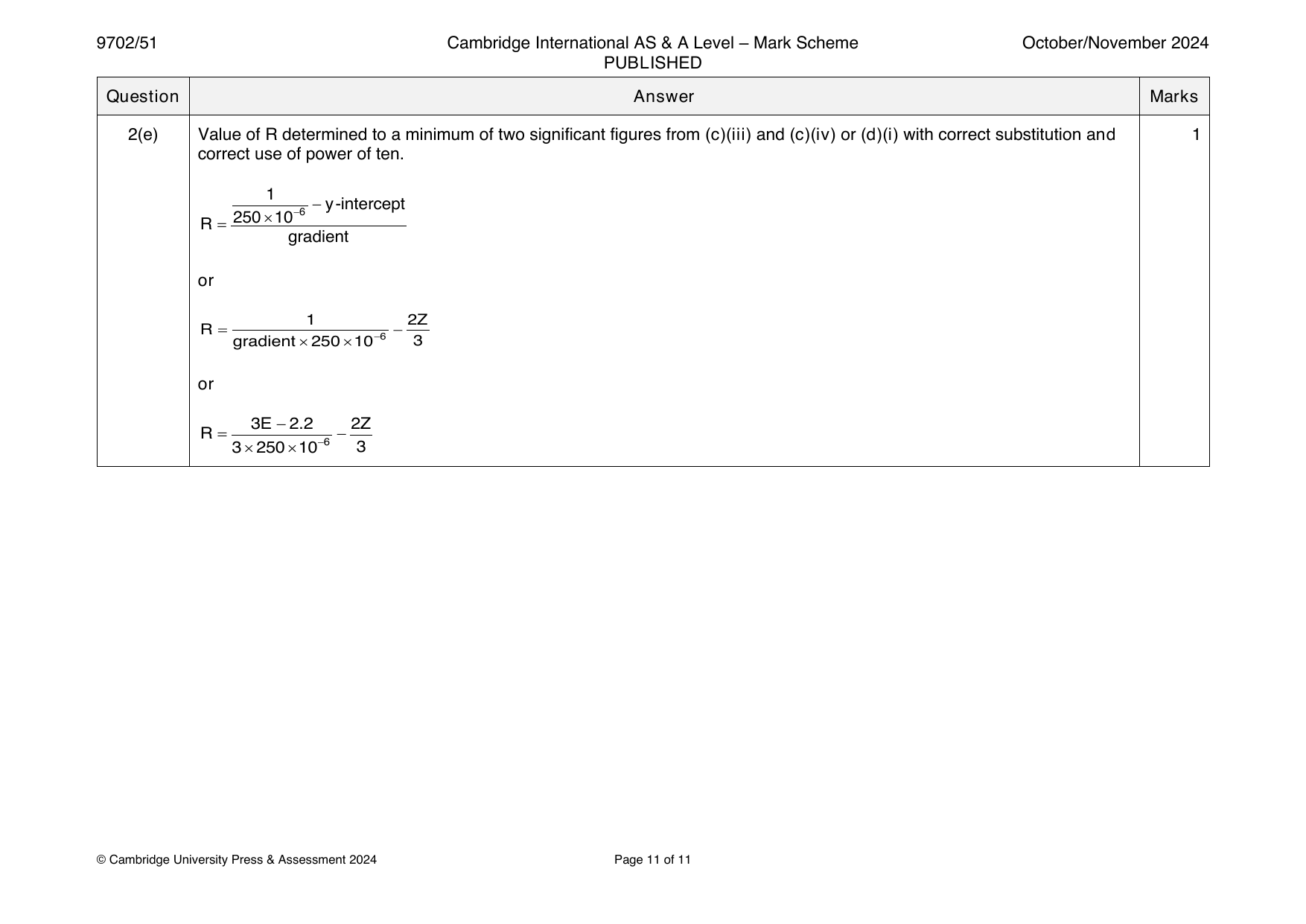 9702-2024-on-51-q02 official mark scheme page